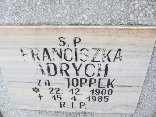 Franciszka Adrych 1900 Świecie - Grobonet - Wyszukiwarka osób pochowanych